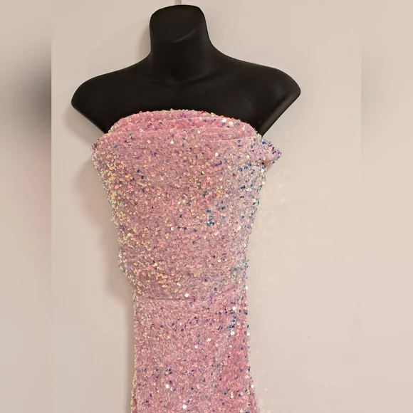 Lucy In The Sky Los Angeles Pink Sequin Mini Bodycon Dress Misses Large - Picture 6 of 8
